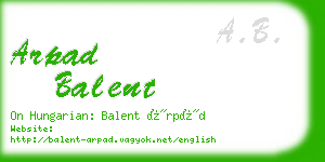 arpad balent business card